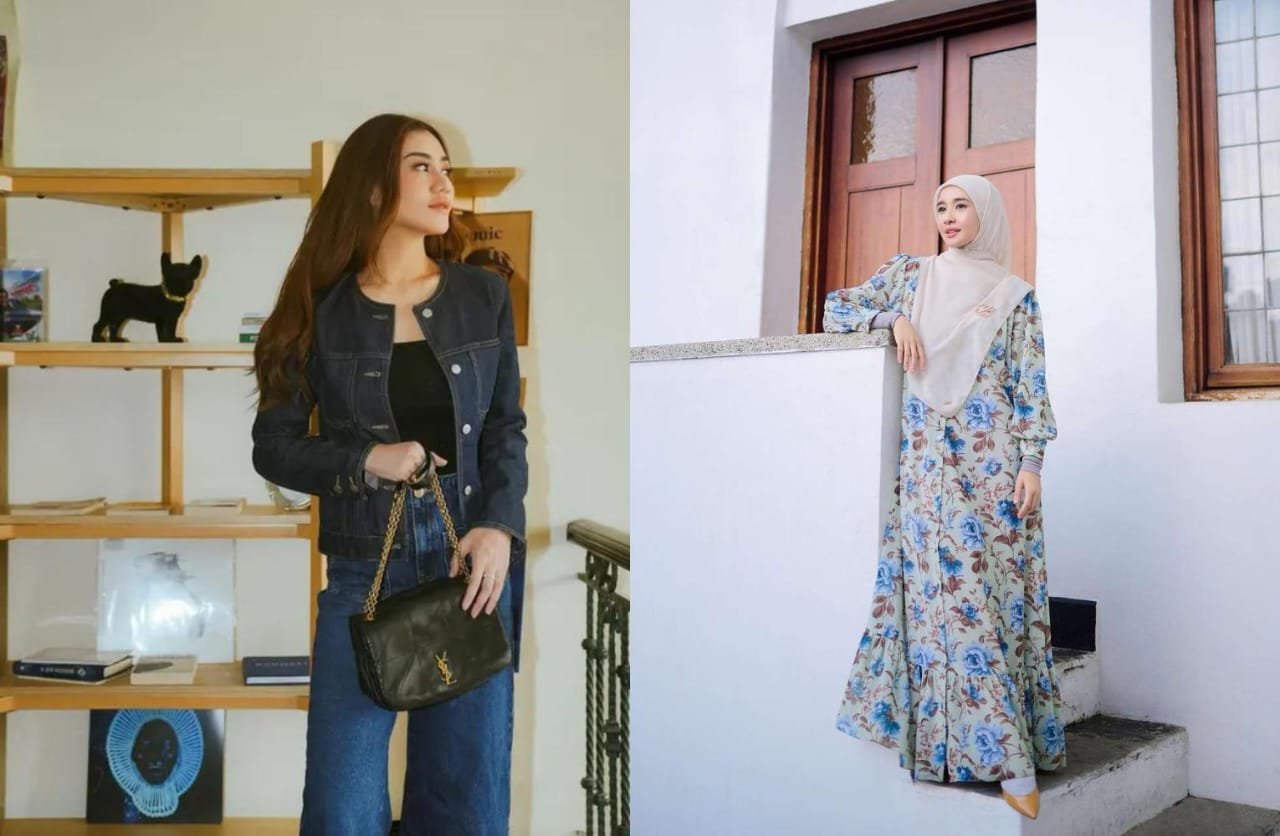 Kolase Foto Motif Floral dan Denim. (Foto: Instagram @aaliyah.massaid / @laudyacynthiabella)